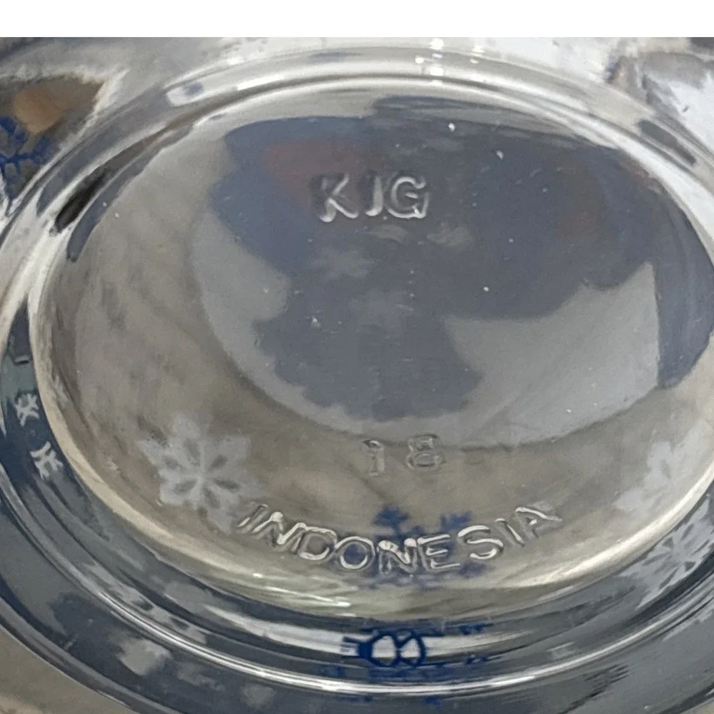 KIG Indonesia Snowman Christmas Glasses Set of‎ 4 Blue White Winter Highball 6in